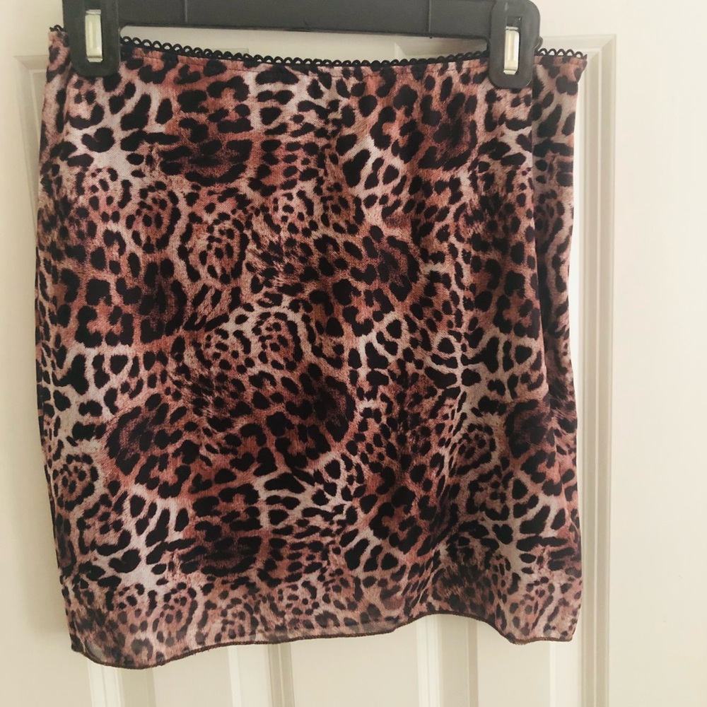 SHEIN Brown and Black Leopard Print Mini Skirt